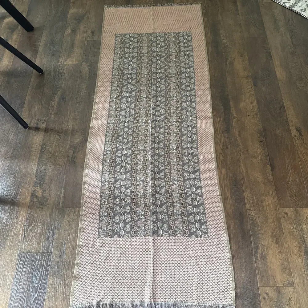 Vintage Signet Wool Woven Throw Wall Hanging Table Runner 80x28 India Floral